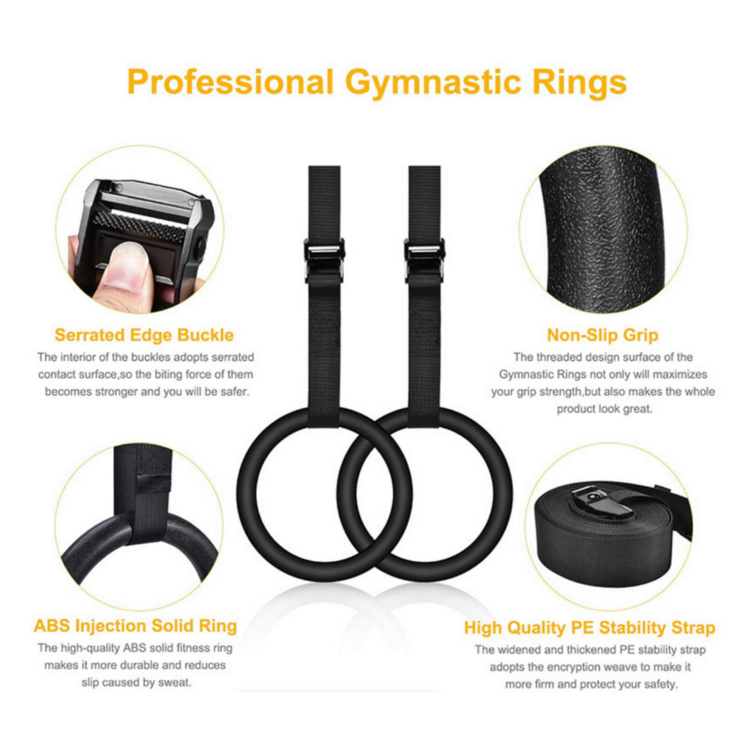 1818 Fight Gym Rings with Straps