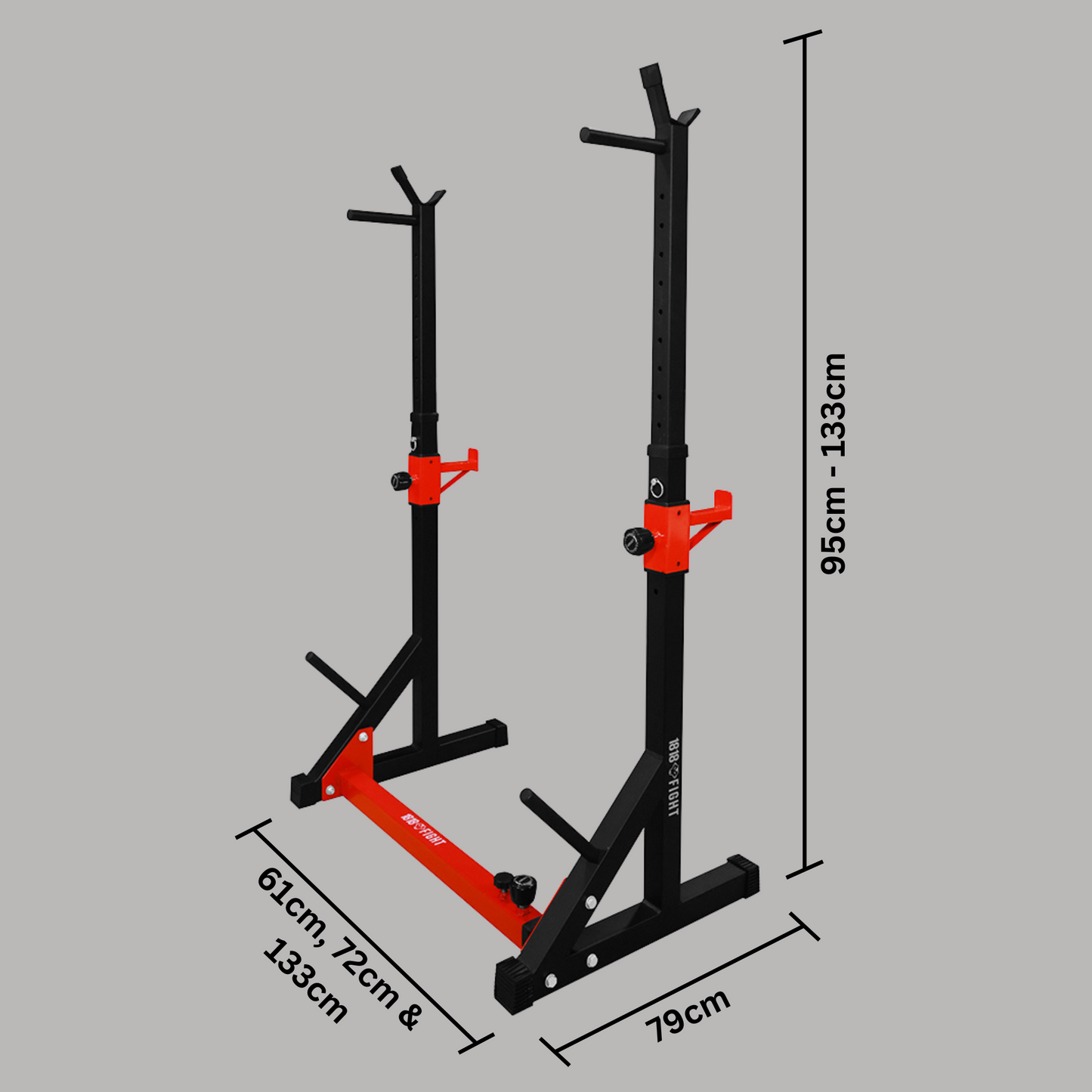 2 Post Adjustable Squat Rack + Barbell Storage + Safety Spotters
