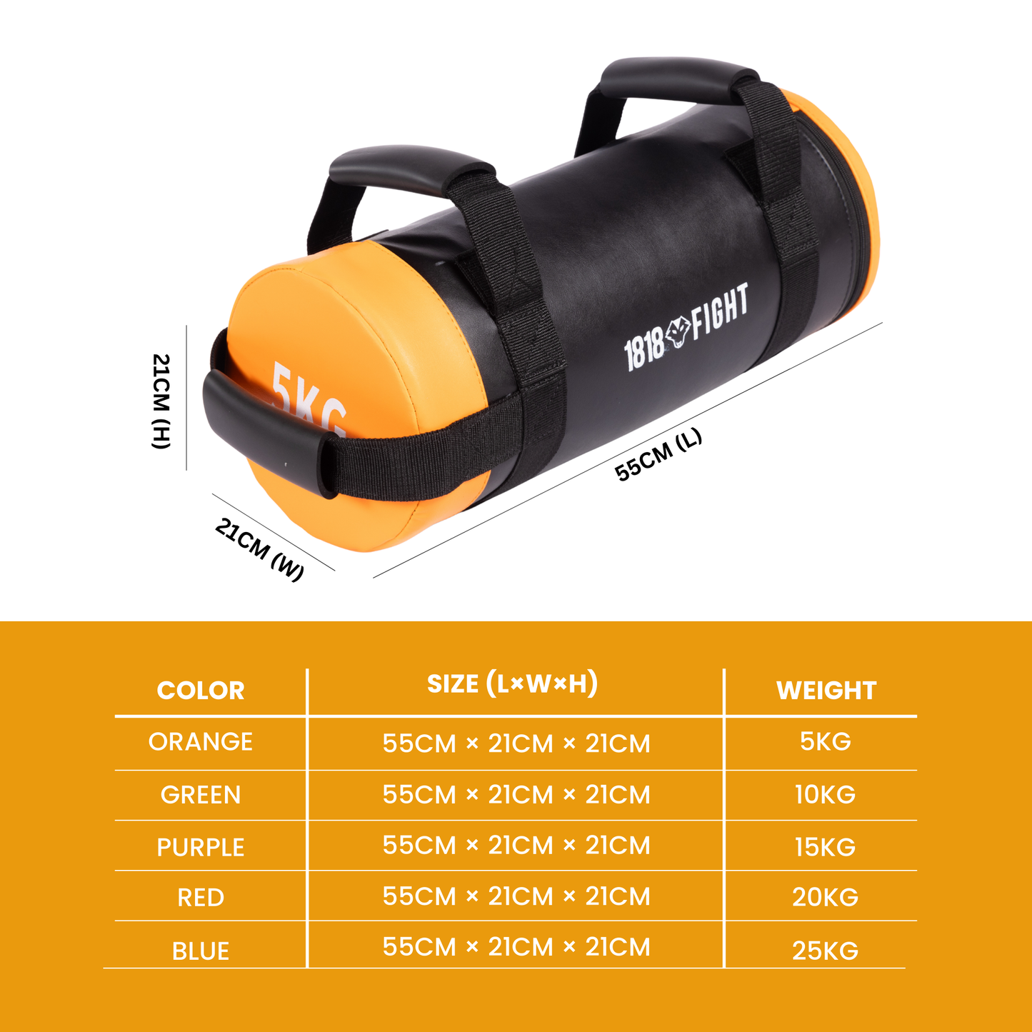 Weighted Cylinder Power Bag – Multi-Handle – 5KG to 25KG