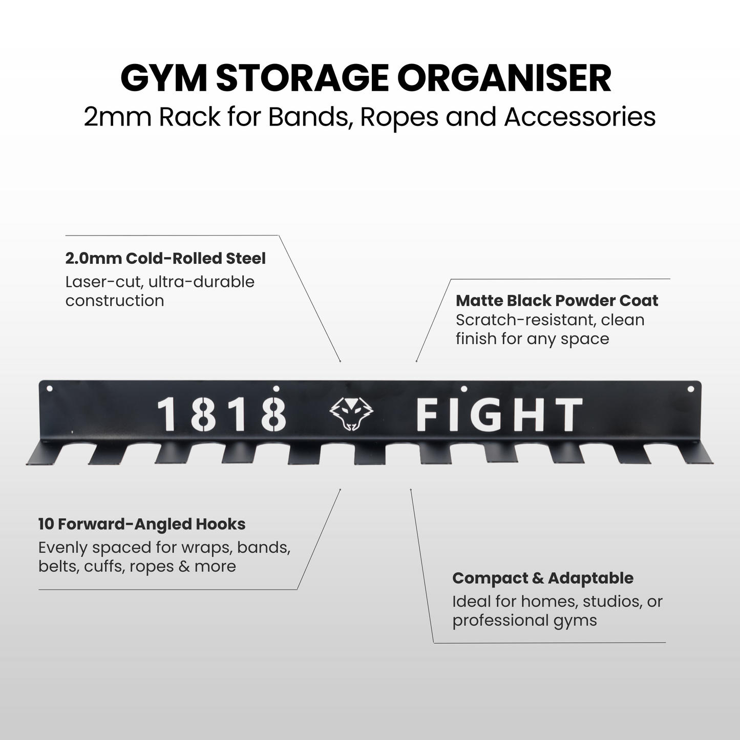 Gym Storage Organiser - 2mm Rack for Bands, Ropes and Accessories