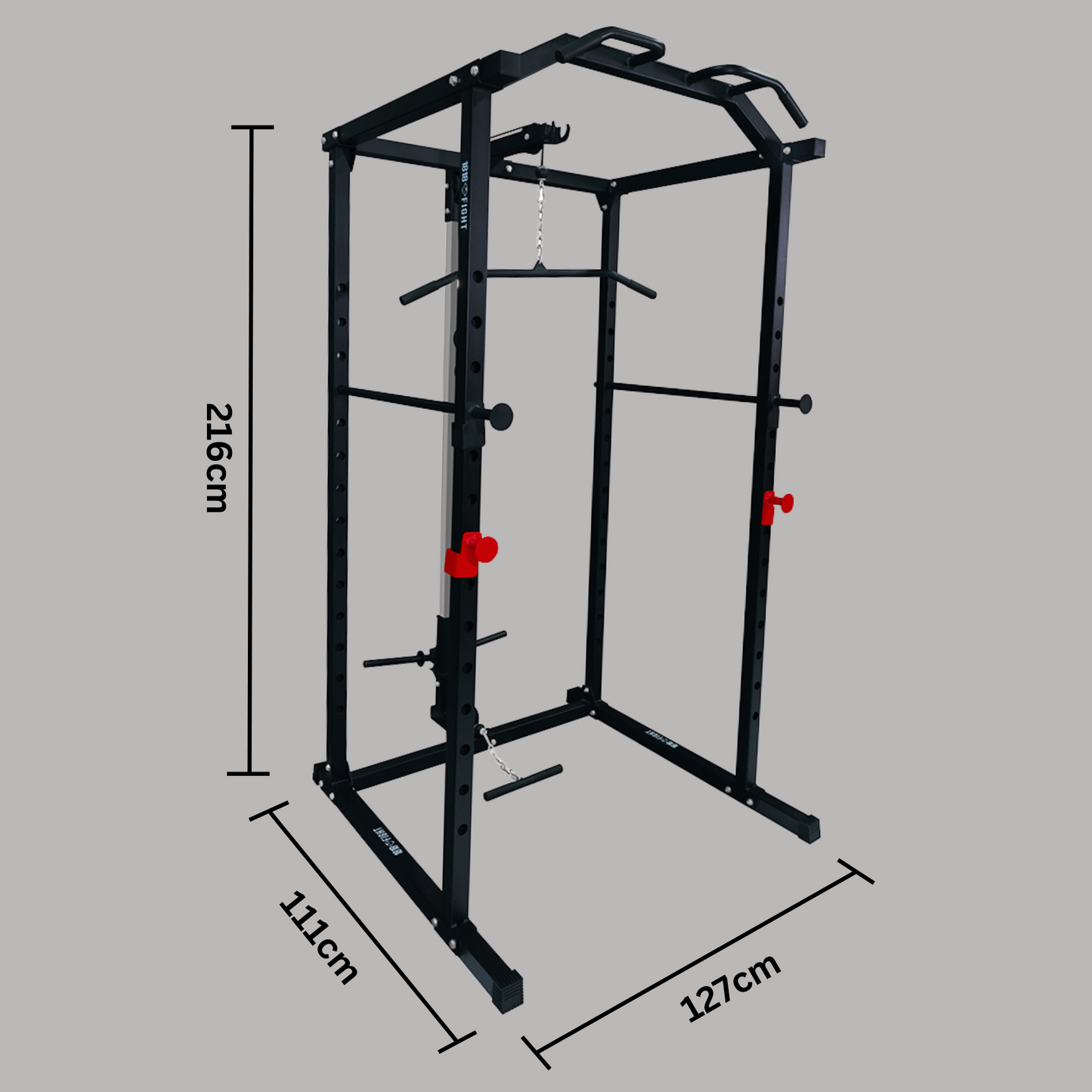 4 Post Adjustable Rack with High/Low Pulley System and Pull-Up Bar