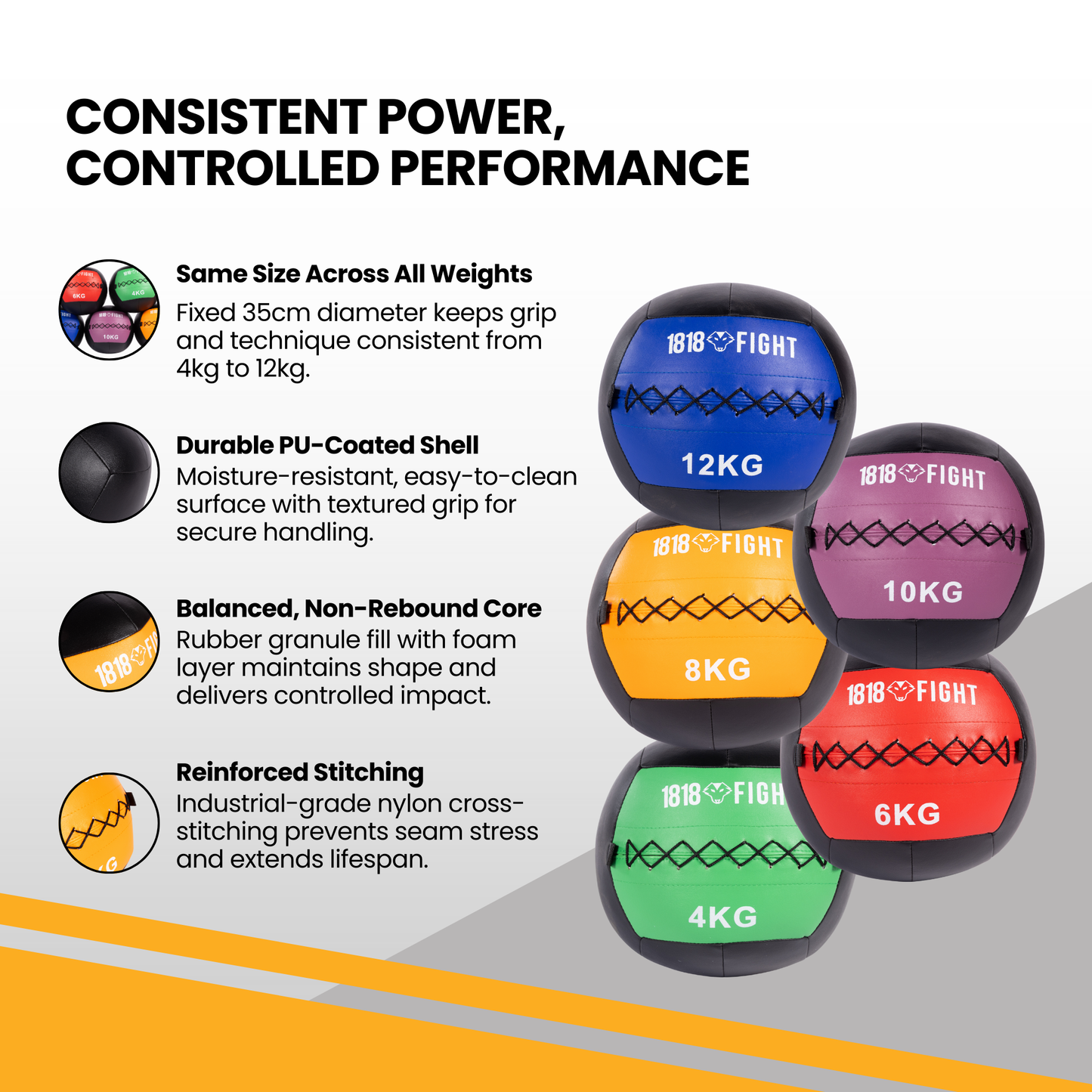 Wall Training Ball - Non-Rebound Conditioning Tool for Functional Fitness