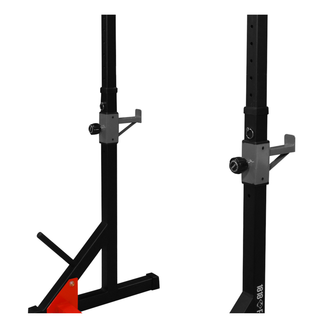2 Post Adjustable Squat Rack + Barbell Storage + Safety Spotters – 1818 ...