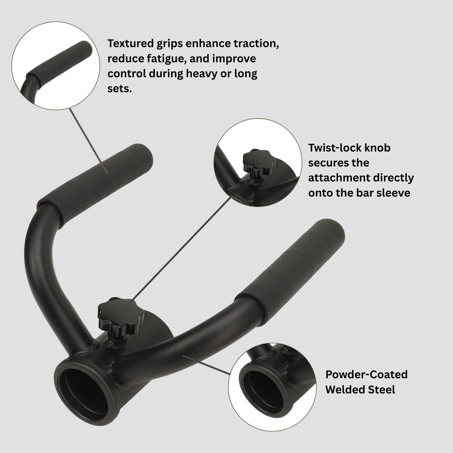 Compact 5cm Olympic T-Bar Handle with Ergonomic V-Grip – 1818 Fight