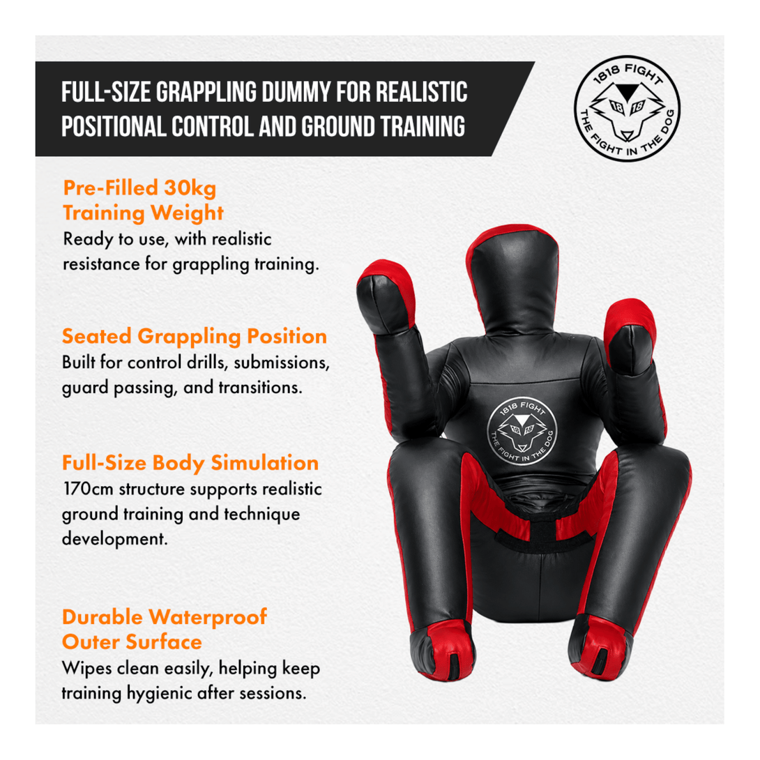 Seated BJJ Dummy - 30kg - Technical - Reinforced Vinyl - MMA, BJJ & Wr ...