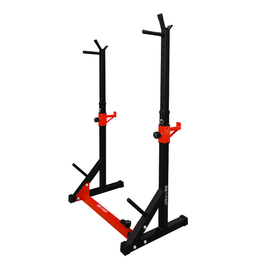 2 Post Adjustable Squat Rack + Barbell Storage + Safety Spotters